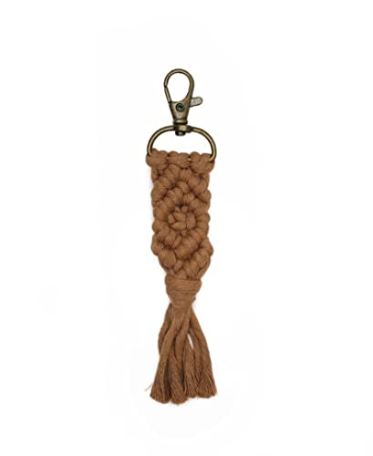 Macrame Keychain Boho Handmade Caramel