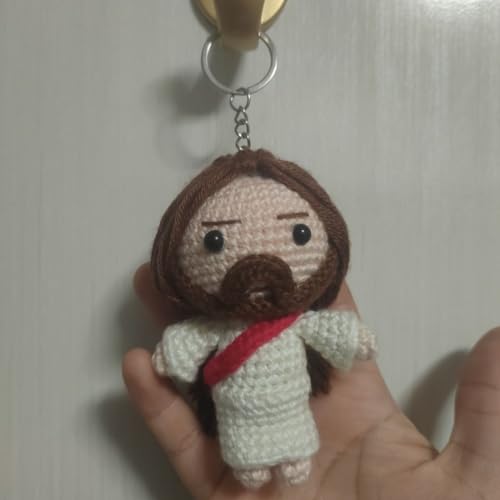 Handmade Crochet Jesus Keychain Pendant