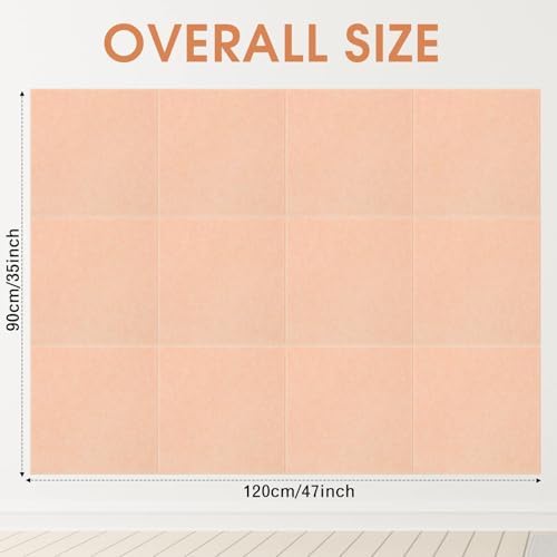 Honoson 12 Pack Light Pink Felt Wall Tiles Bulletin Board