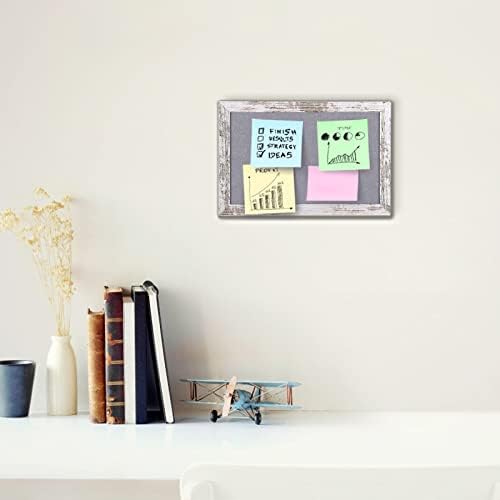 Gray Felt Bulletin Board with White Wood Frame