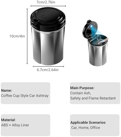 Car Ashtray with Lid and LED Light