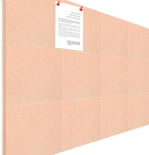 Honoson 12 Pack Light Pink Felt Wall Tiles Bulletin Board