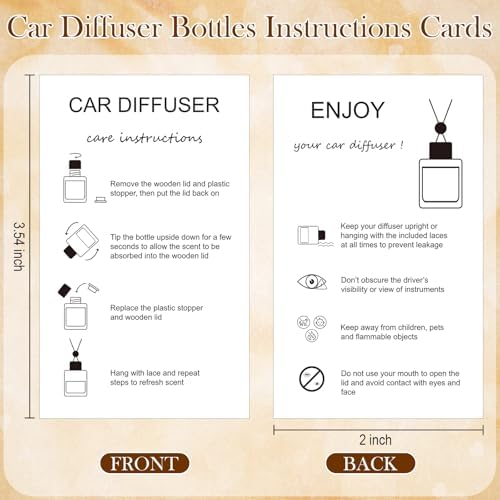 100 pcs Empty Car Diffuser Bottles with Hanging Lanyard and Instruction Cards