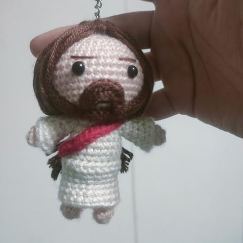 Handmade Crochet Jesus Keychain Pendant