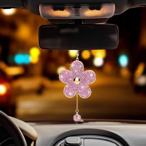 Soleebee Pink Crystal Rhinestone Car Hanging Ornament