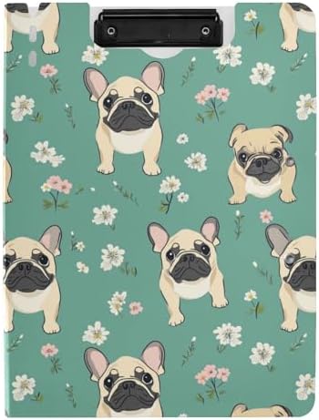 SHJI A4 Double Clip Folder with Cute French Bulldog Design