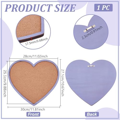 BENECREAT Purple Heart Pin Cork Board Bulletin Display