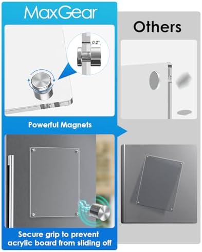 MaxGear 12x8 Clear Acrylic Magnetic Whiteboard for Fridge