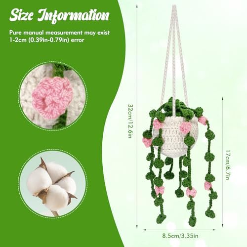 EoaMen Crochet Plant Car Mirror Accessory