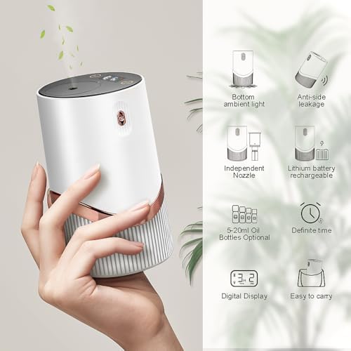 Fenpos Waterless Essential Oil Diffuser - Car Aroma Diffuser with Timer and Auto-Off