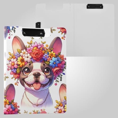 Susiyo French Bulldog Flower Crown Clipboard A4 Size