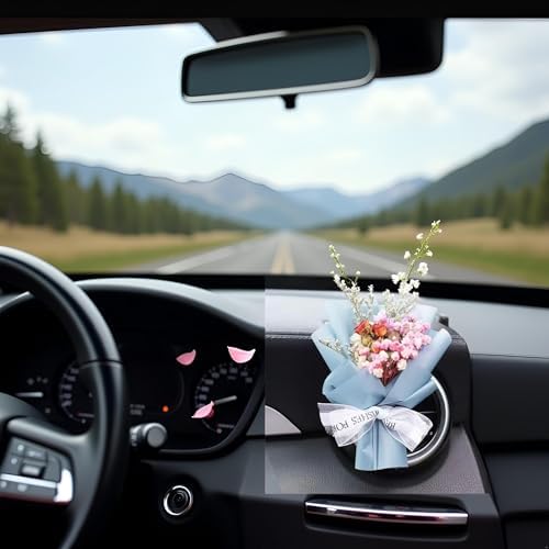 Blue Mini Dried Flower Car Air Freshener Vent Clip