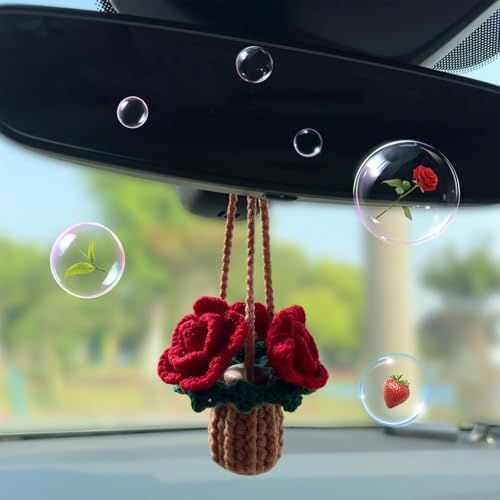 Mevolf Crochet Air Freshener with Cute Potted Plants