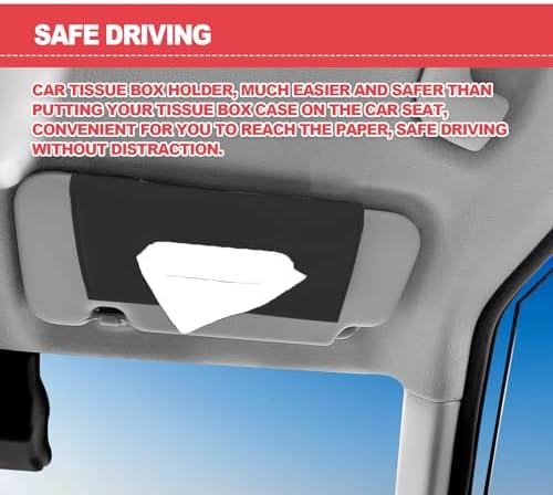 Car Tissue Holder with Mask Clip Visor Mount Black