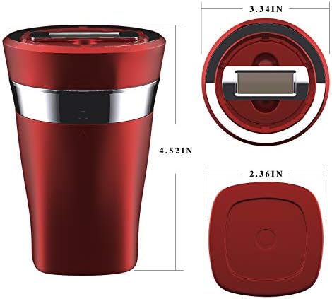 Car Ashtray with Detachable Lighter and Solar Power Red