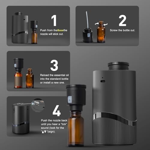 Fenpos Waterless Essential Oil Diffuser - Car Aroma Diffuser with Timer and Auto-Off