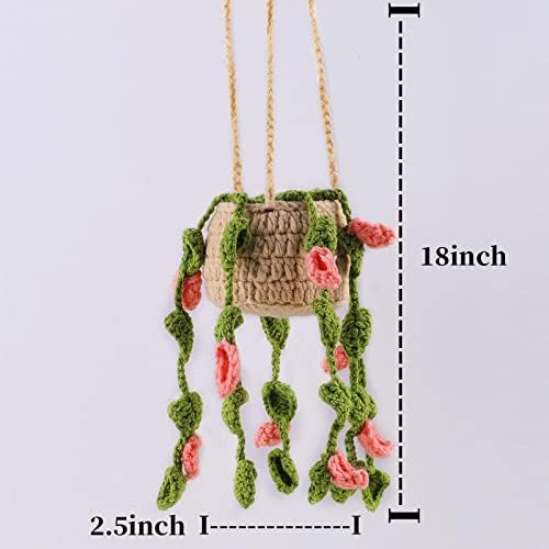 Handmade Knit Crochet Flower Car Mirror Ornament