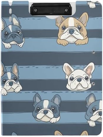 Kcldeci Clipboards Folder with French Bulldog Stripes