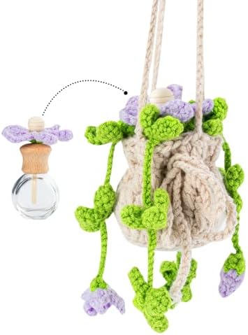 Purple Flowers Crochet Car Air Freshener