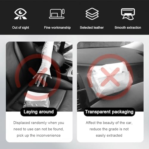 Car Tissue Holder with Leather Design and Memory Metal Clip