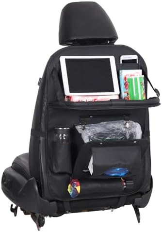 HURESON Upgraded Foldable Seat Back Organizer with Trash Can and Table Tray