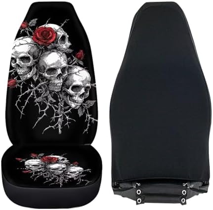 Bulopur Gothic Skull Car Seat Covers Front Set