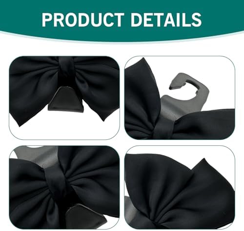 2PCS Cute Bow Car Seat Headrest Hooks - Black
