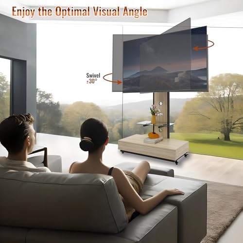 Sharejoyer TV Stand with Sliding Drawer and Wheels