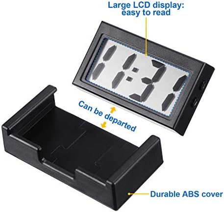 Frienda 3 Piece Mini Digital Clock Stick On Car Dashboard Fridge Black