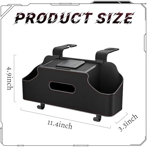 Car Back Seat Organizer with 2 Drink Holders and Tissue Box Black