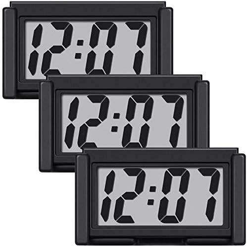 Frienda 3 Piece Mini Digital Clock Stick On Car Dashboard Fridge Black