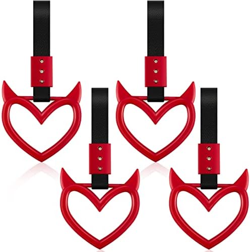 4 Piece Heart Handle Keychains for Car Safety