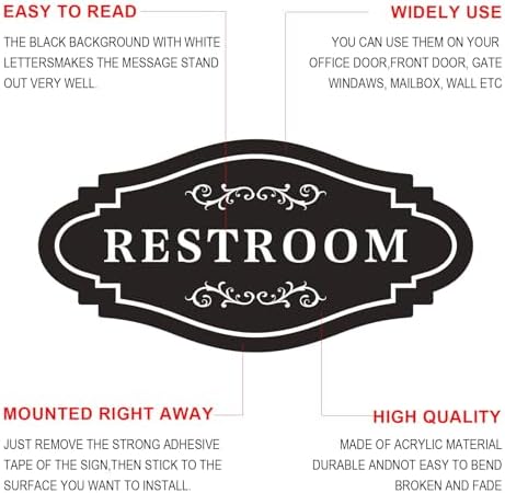 FXRN Restroom Sign 4x8 Inch Easy Install No Tools