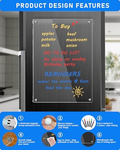 Clear Acrylic Magnetic Dry Erase Board for Fridge 12x8