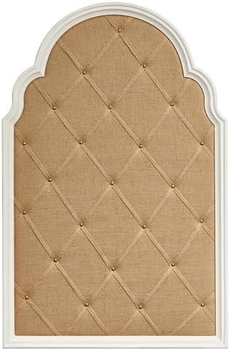 SOFE Arched Bulletin Board 36x24 Inches White Linen Frame