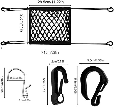 2PCS High Elastic Motorcycle Bungee Cargo Net with Adjustable Hooks