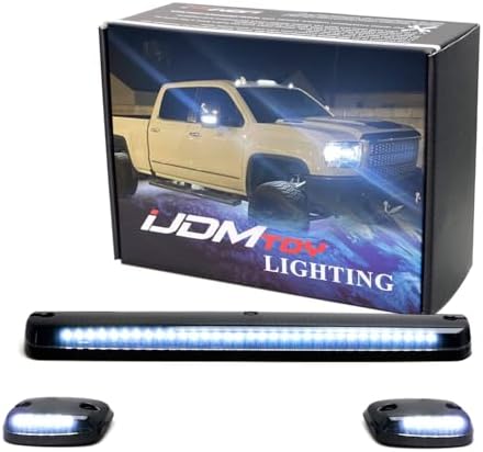 iJDMTOY 3pc Smoked Lens LED Cab Roof Light Kit