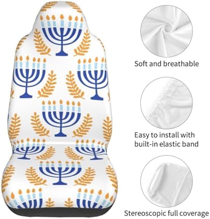 Hanukkah Menorah Car Seat Covers Set of 2 Universal Fit