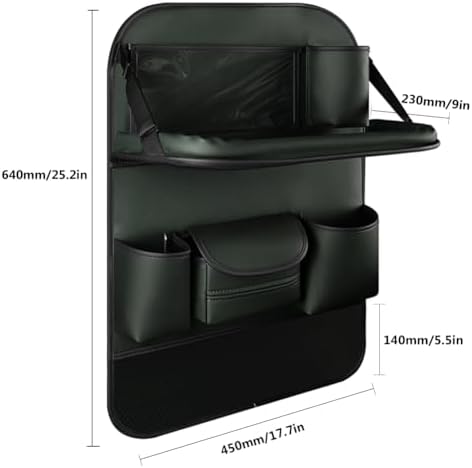 2PCS Car Backseat Organizer with Foldable Table Tray and Kick Mats