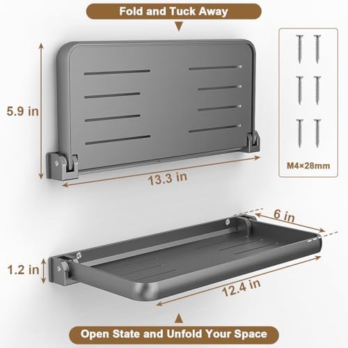 Safoner RV Aluminum Fold-Down Wall Shelf - Space-Saving Interior Organizer