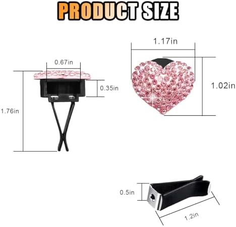 2PCS Heart-Shaped Crystal Air Vent Clip for Car