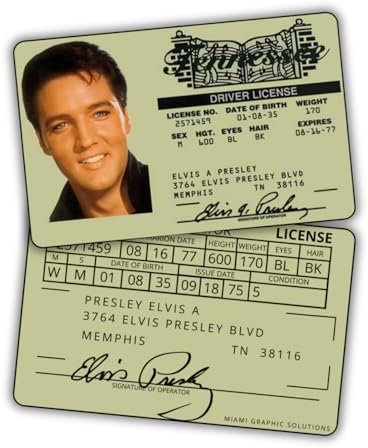Elvis Presley Driver License Frame Funny ID Collectible