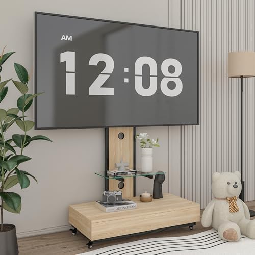 Sharejoyer TV Stand with Sliding Drawer and Wheels
