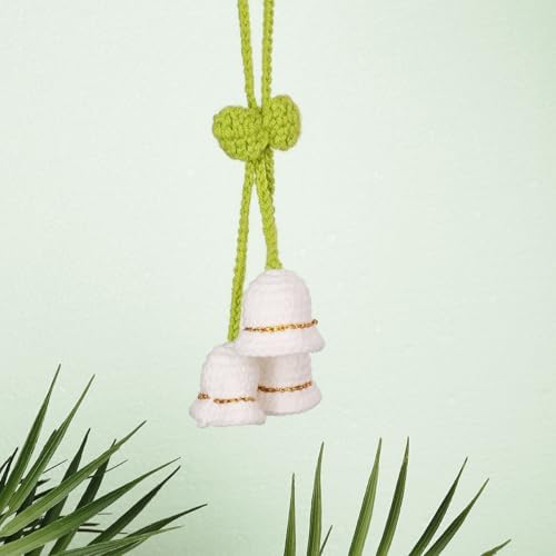 Cute Crochet Orchid Mirror Ornament for Car Decorations