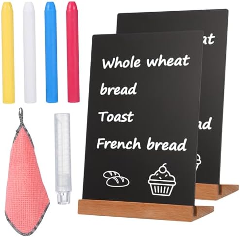 Zerodeko 2pcs Mini Chalkboard Signs with Easel Stands