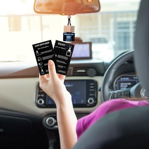 100pcs Square Black Glass Diffuser Bottles with Lanyards and Instruction Cards
