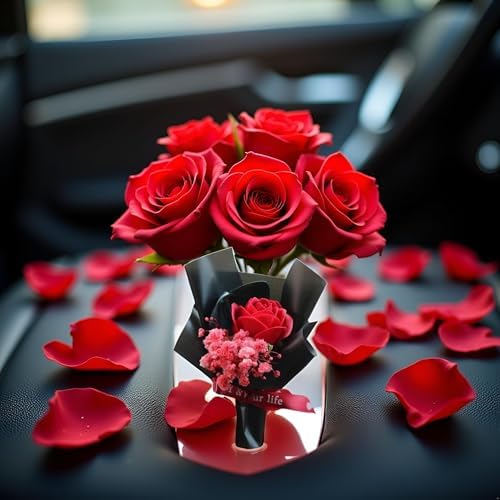 Tustao Red Mini Dried Flower Bouquet for Car Air Vent Clips