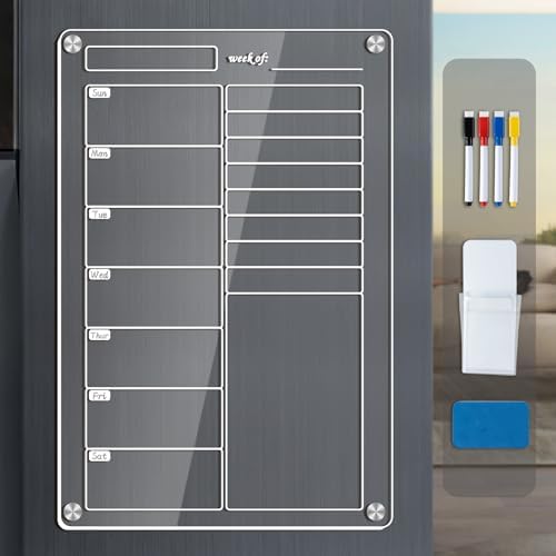 JIXZEN Acrylic Magnetic Weekly Planner 8x12 Inch