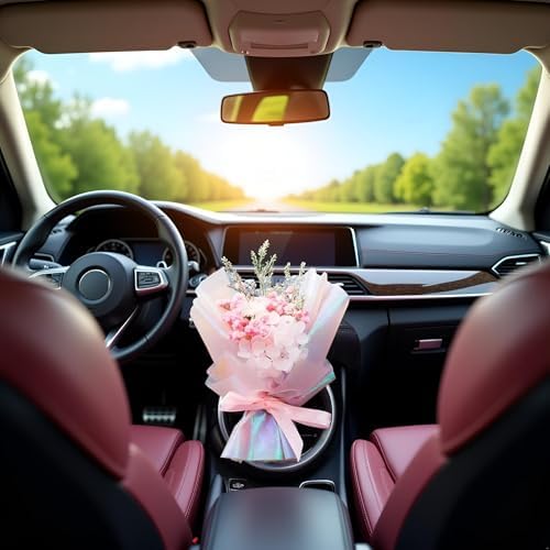 Pink Mini Dried Flowers Bouquet for Car Air Vent