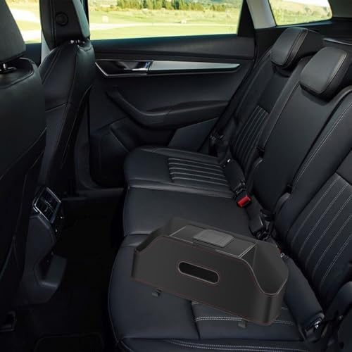 Car Back Seat Organizer with 2 Drink Holders and Tissue Box Black
